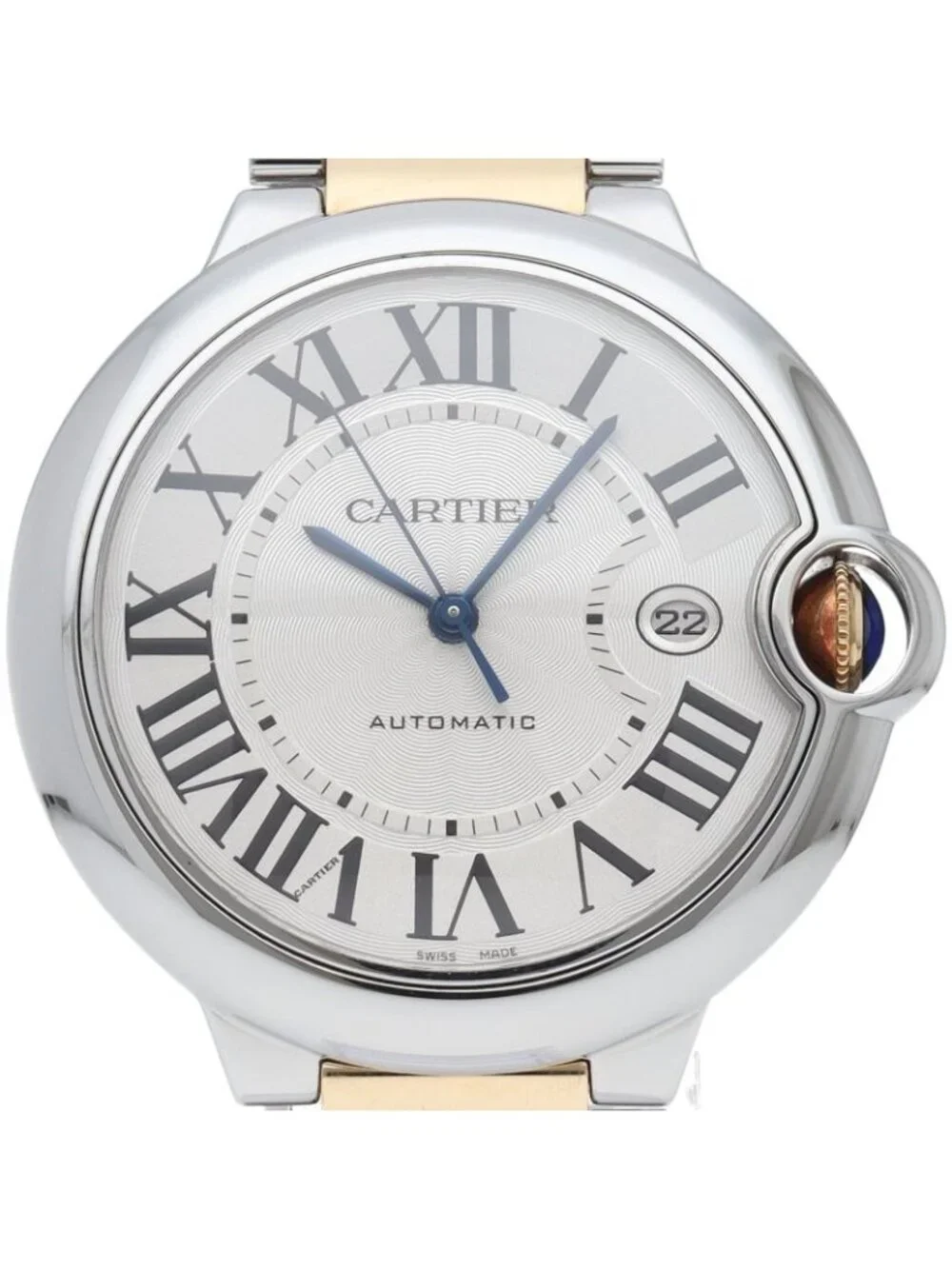 Cartier Ballon Blue Watch LM 42 Auto Box 18k Yellow Gold SS